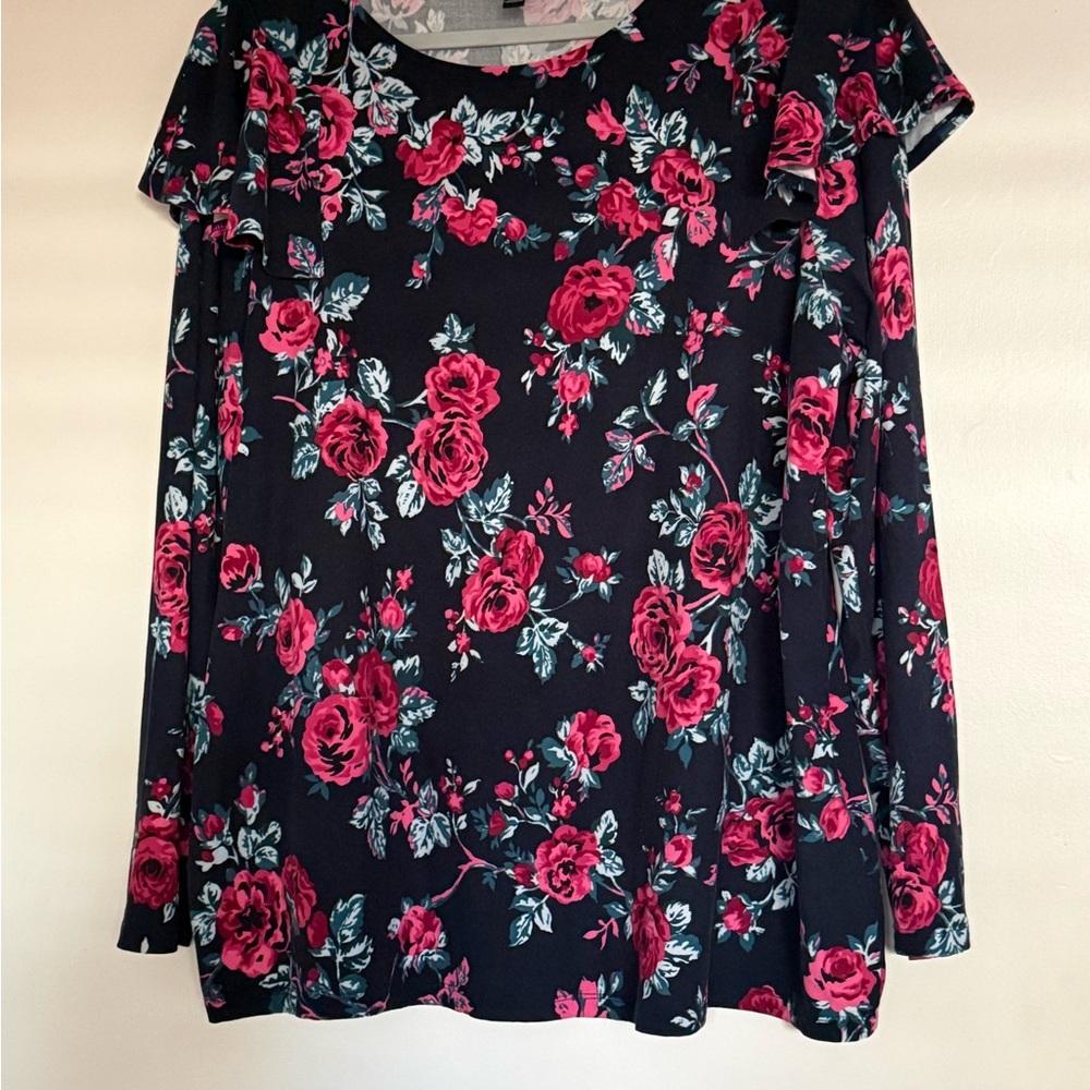 Lane Bryant Long Sleeve Ruffle Shoulder Top SIZE 18/20 EUC